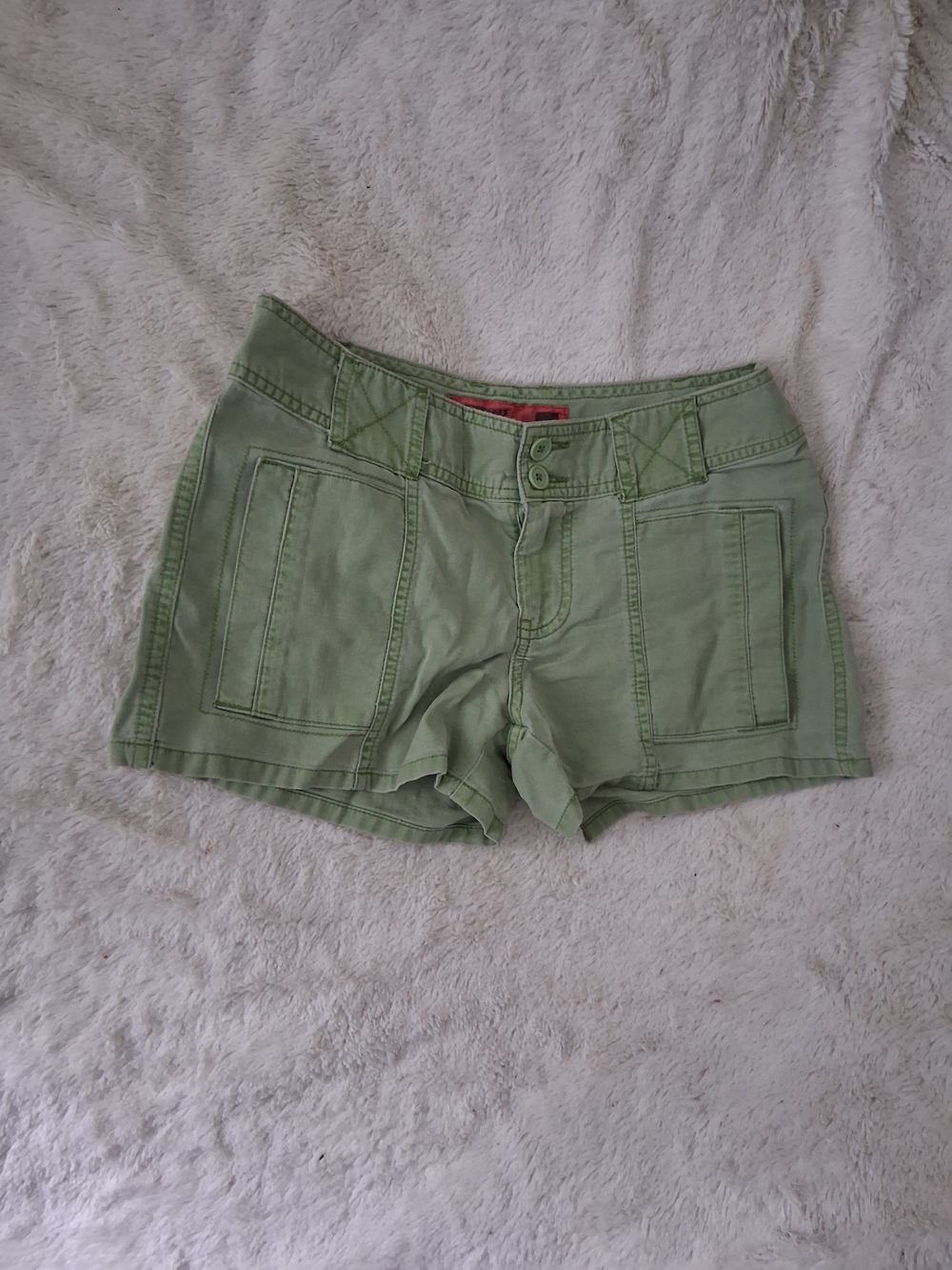 Vintage Light Green Cotton Shorts